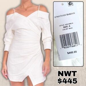 ❗️NEW Jonathan Simkhai Bone Off Shoulder Monrow Draped Dress Size 8